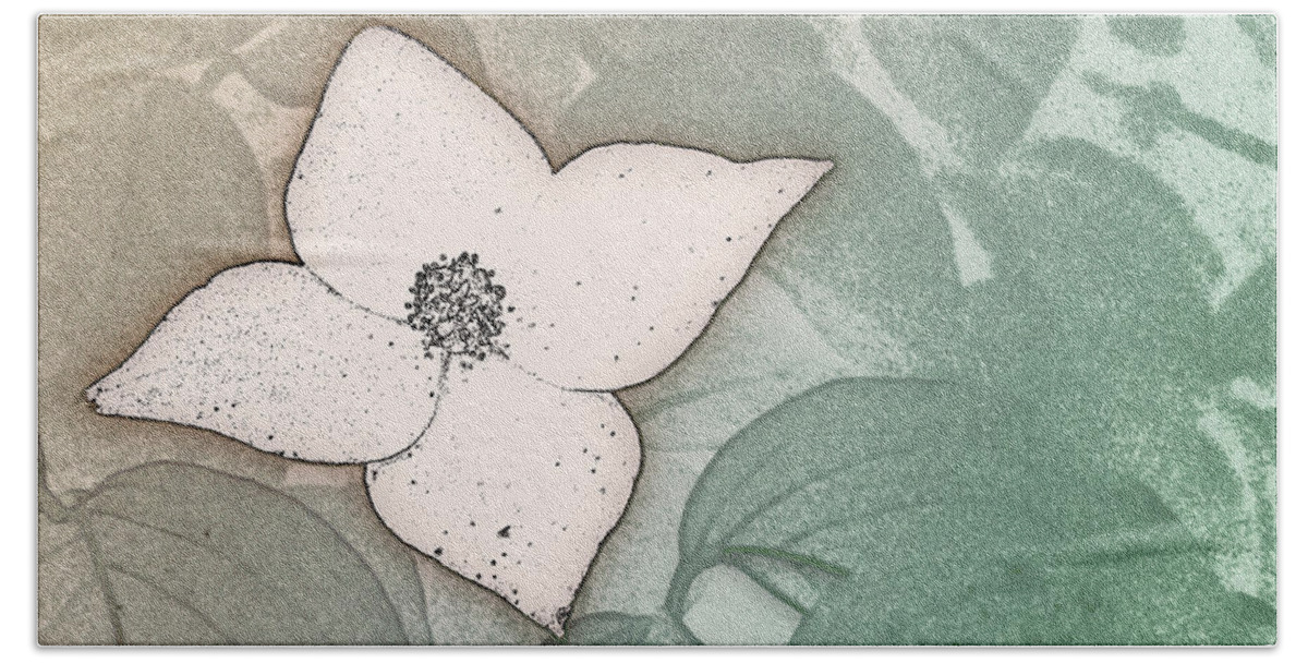 Kousa Bath Towel featuring the digital art Dogwood Flower Stencil on Sandstone by Jason Fink