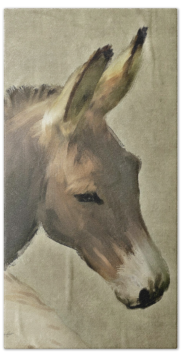 Donkey Bath Towel featuring the painting Donkey by Diane Chandler