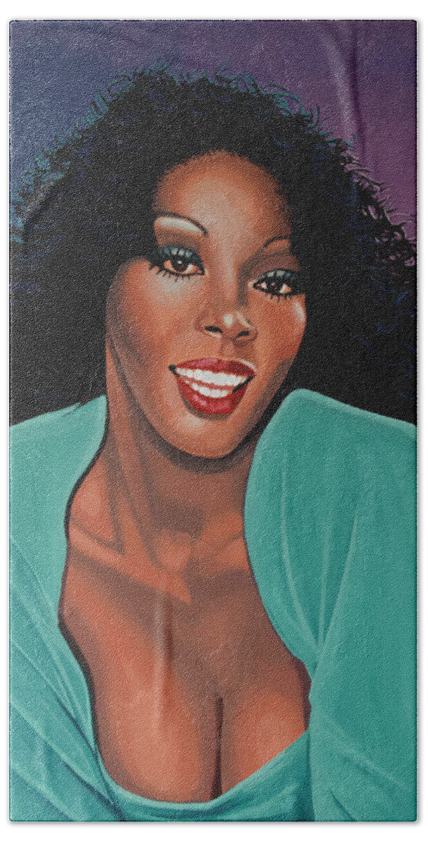 Donna Summer Hand Towel featuring the painting Donna Summer Painting by Paul Meijering