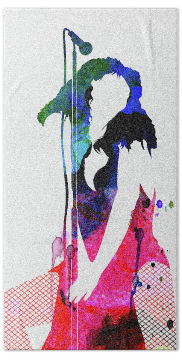 Donna Summer Hand Towel featuring the mixed media Donna Watercolor by Naxart Studio