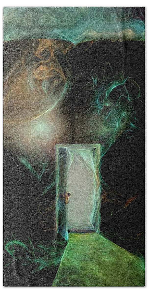 Imagination Bath Towel featuring the digital art Door to another world by Bruce Rolff