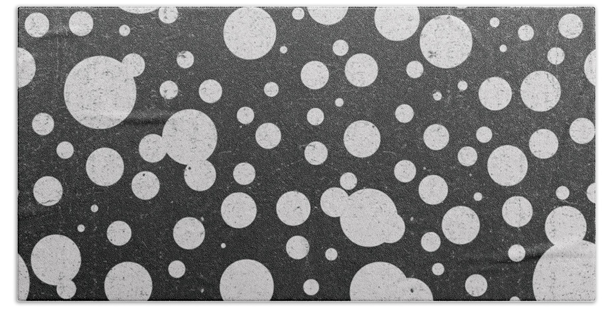 Dots Pattern Hand Towel featuring the mixed media Dots Pattern 3 - Black, Grey - Ceramic Tile Pattern - Surface Pattern Design - Mediterranean Pattern by Studio Grafiikka
