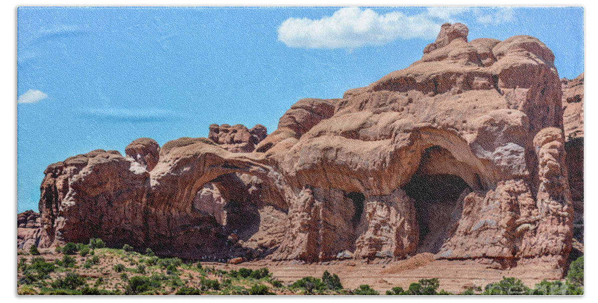 Arches Bath Towel featuring the photograph Double Arch - Arches NP by David Meznarich
