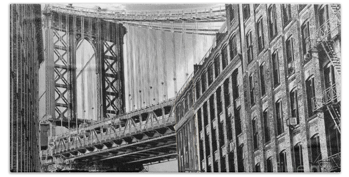 Manhattan Bridge Hand Towel featuring the photograph DUMBO No.3 - A Brooklyn Impression by Steve Ember