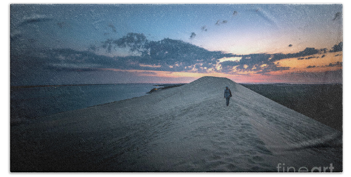 Water Bath Towel featuring the photograph Dune Du Pilat - Sunset Impressions by Hannes Cmarits