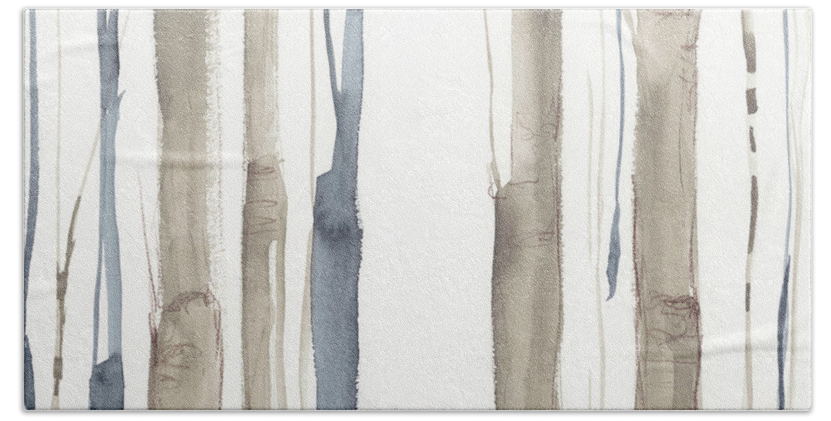Abstract Hand Towel featuring the painting Duo Tone Trees II by Jennifer Goldberger
