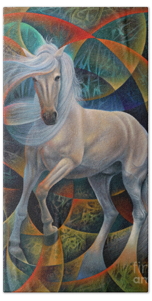Horse Bath Towel featuring the painting Dynamic Stallion by Ricardo Chavez-Mendez