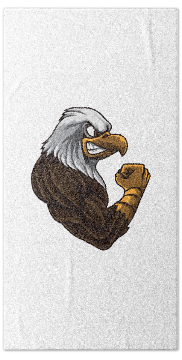 Fitness Hand Towel featuring the digital art Eagle At The Gym Work Out Fitness Muscles Power by Mister Tee