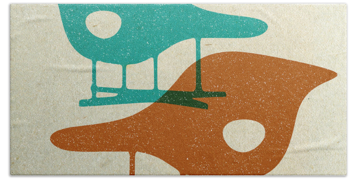 Mid-century Hand Towel featuring the digital art Eames La Chaise Chairs II by Naxart Studio