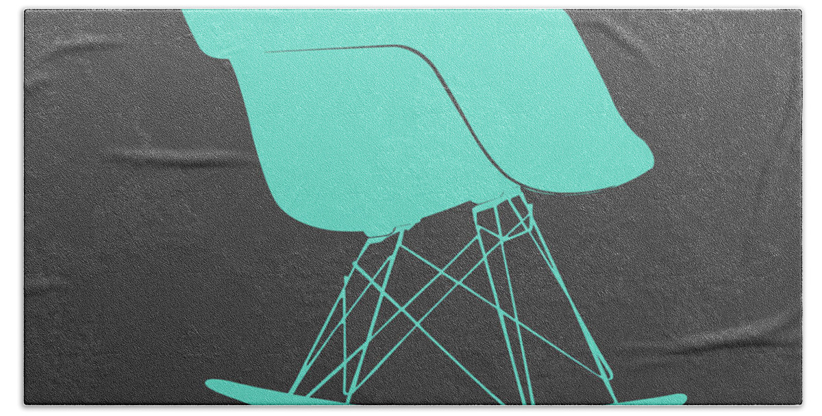 Hand Towel featuring the mixed media Eames Rocking Chair Teal by Naxart Studio