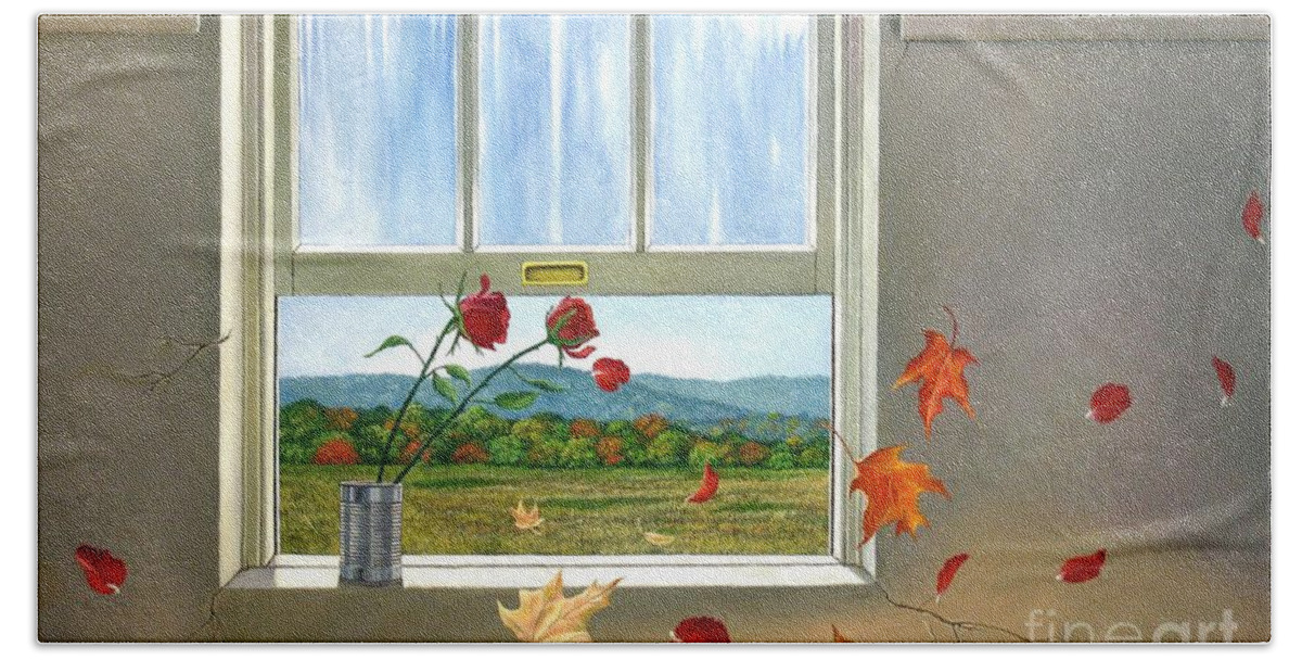 Rose Bath Towel featuring the painting Early Autumn Breeze by Christopher Shellhammer