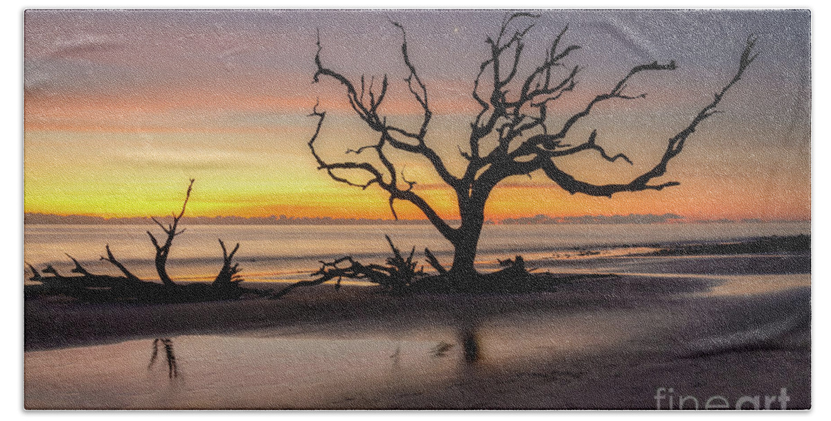 Driftwood Beach Bath Towel featuring the photograph Early morning reflections at Driftwood Beach by Izet Kapetanovic