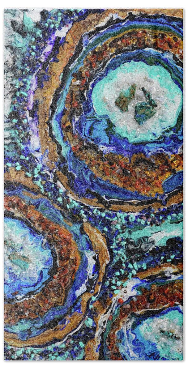 Mixed Media Bath Towel featuring the mixed media Earth Gems #19W155 by Lori Sutherland