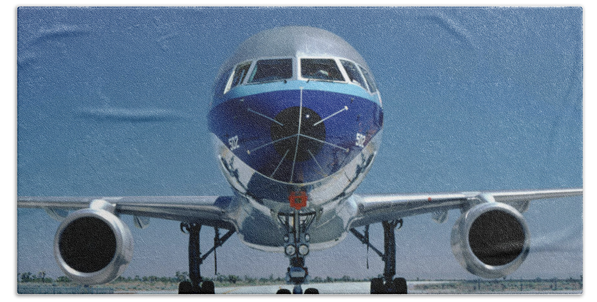 Eastern Airlines Hand Towel featuring the photograph Eastern Boeing 757-225 Waiting to Fly by Erik Simonsen