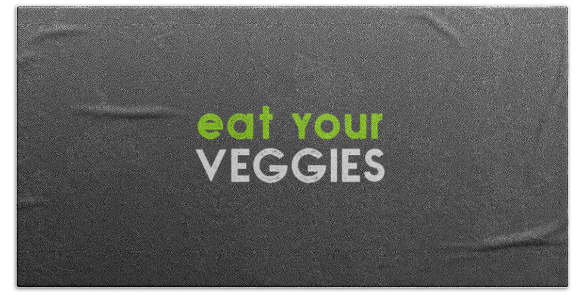  Bath Towel featuring the drawing Eat your veggies - green and gray by Charlie Szoradi