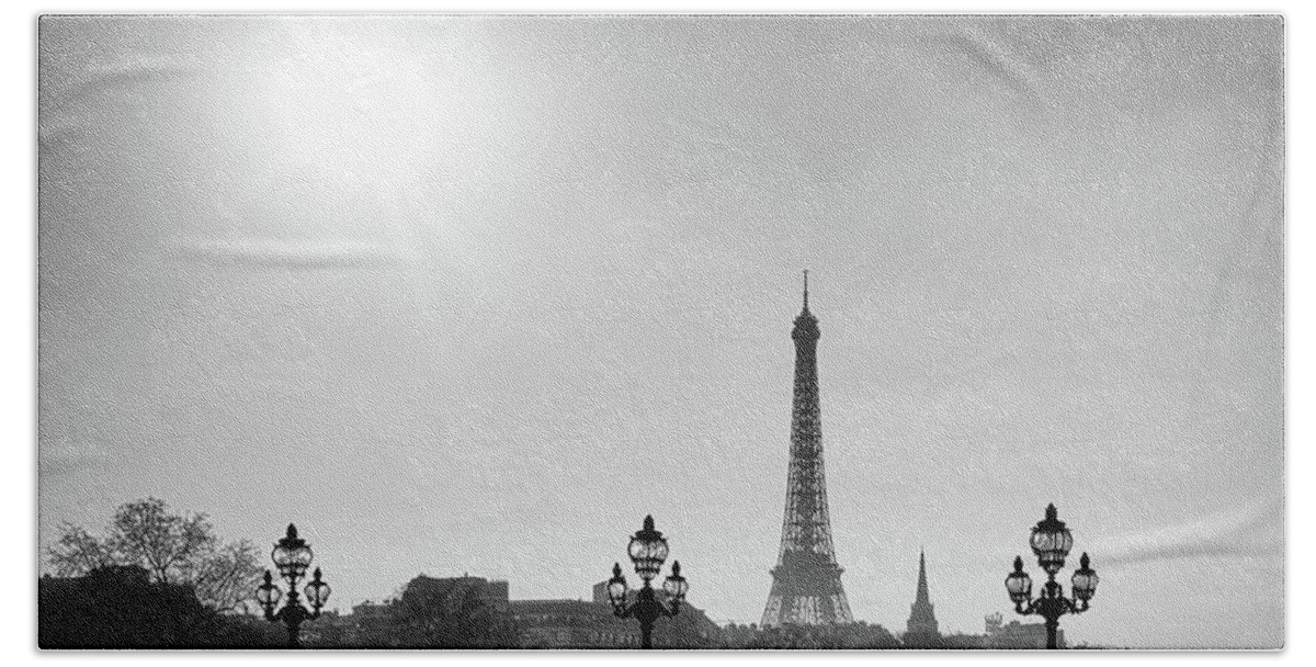Eiffel Bath Towel featuring the photograph Eiffel Tower from Pont Alexandre 1 by Nigel R Bell