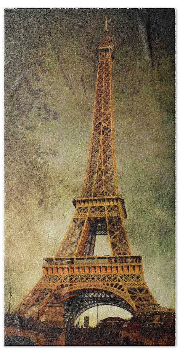 Eiffel Tower Vintage Hand Towel featuring the photograph Eiffel Tower Vintage by Jemmy Archer