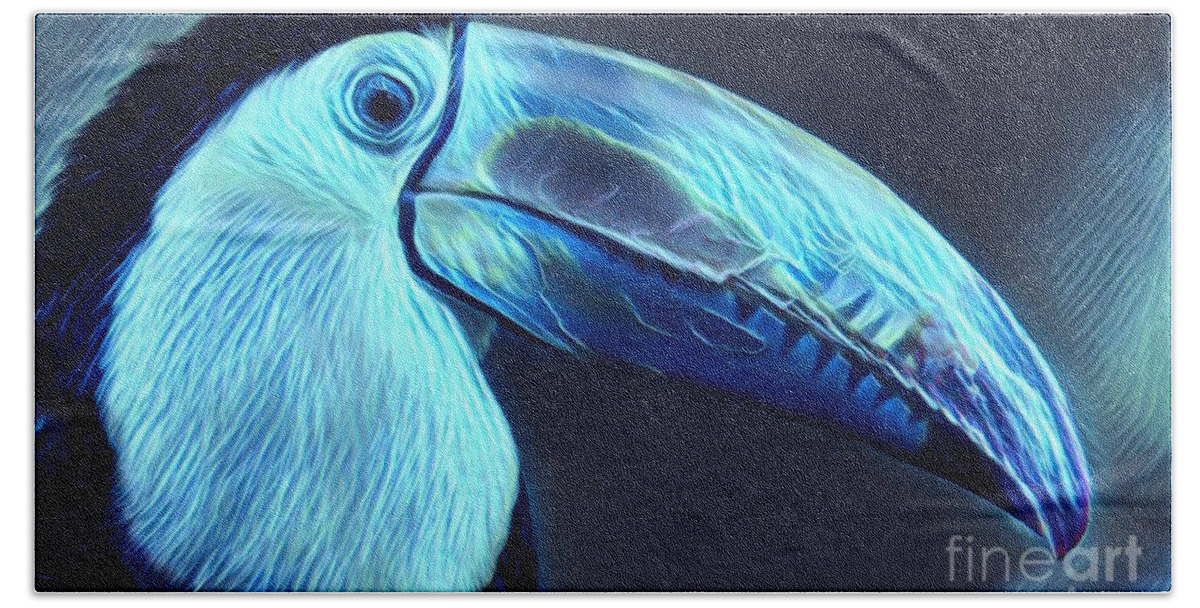 Toucan Bath Towel featuring the digital art Electric Toucan by Denise Railey