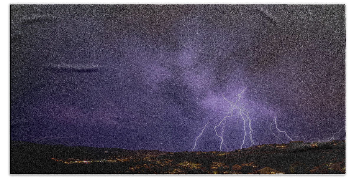 Lightning Bath Towel featuring the photograph Electrifying by Aaron Burrows