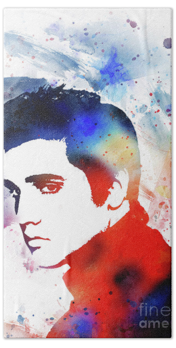 Illustration Hand Towel featuring the drawing Elvis Presley by Ian Mitchell