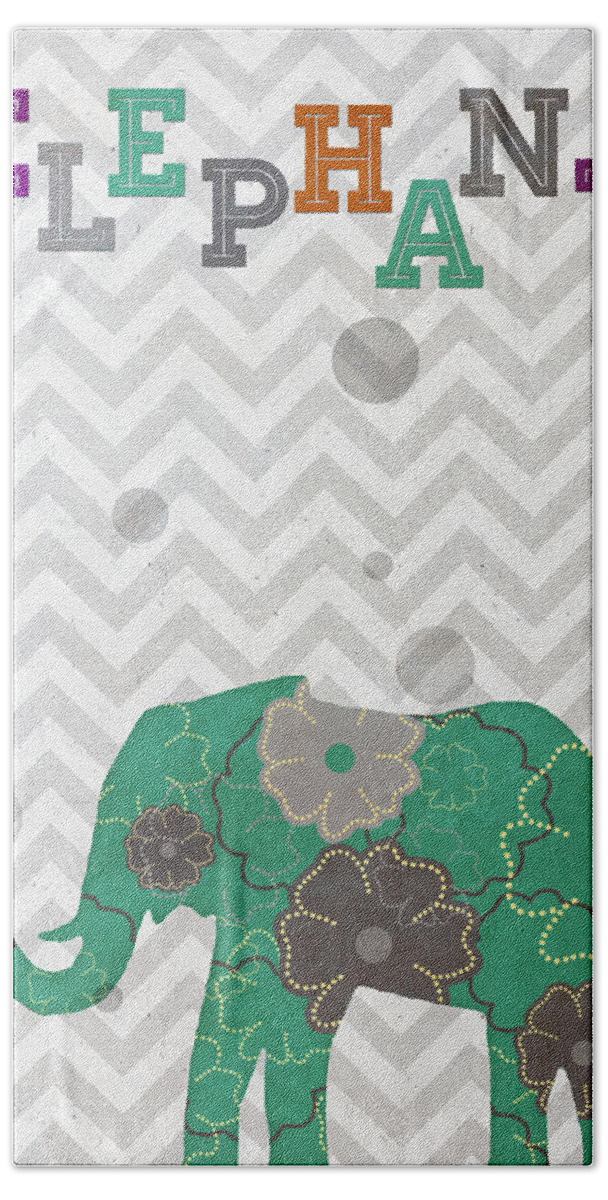 Elephant Hand Towel featuring the mixed media Emerald Elephant by Sd Graphics Studio