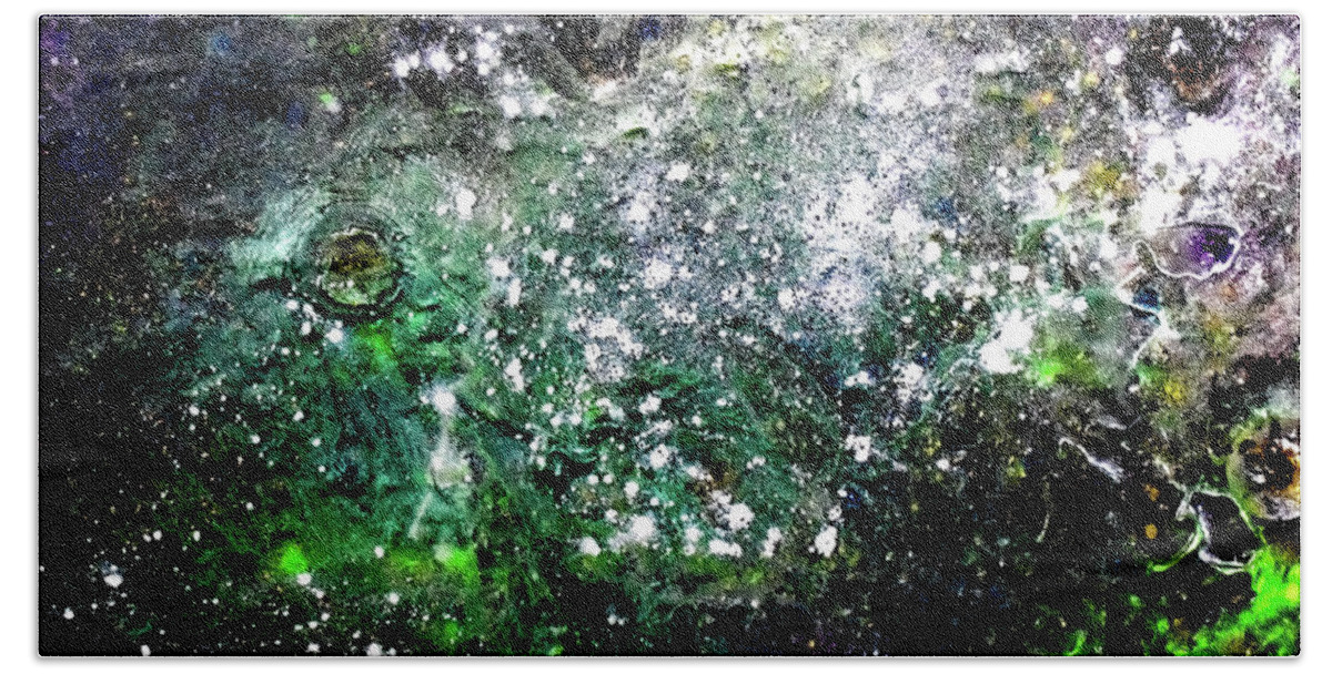 Space Hand Towel featuring the photograph Emerald Nebula by Patsy Evans - Alchemist Artist