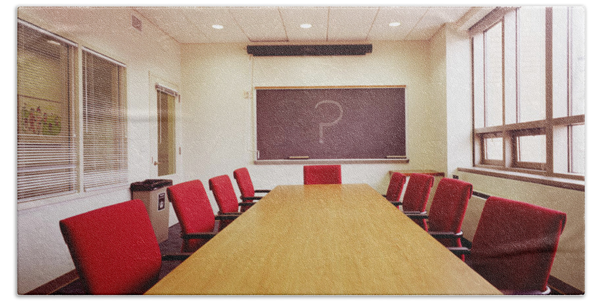 Photography Bath Towel featuring the photograph Empty Conference Table In An Office by Panoramic Images