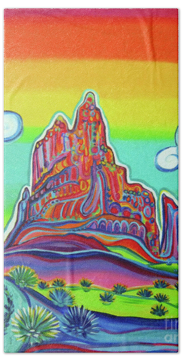 Colorful Landscapes Bath Towel featuring the photograph Encahnted Shiprock by Rachel Houseman