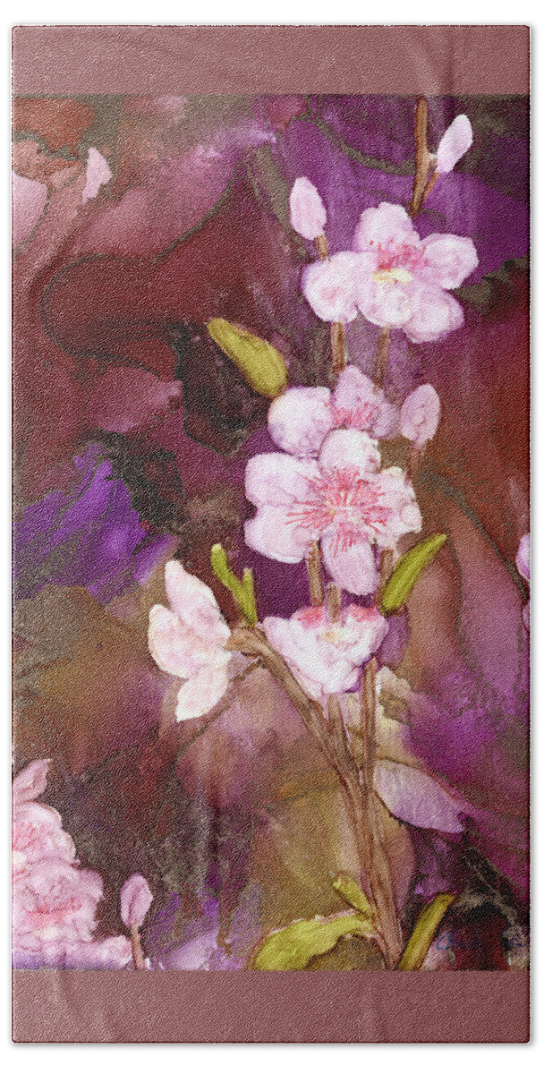 Plum Blossom Hand Towel featuring the painting Enchanted by Charlene Fuhrman-Schulz