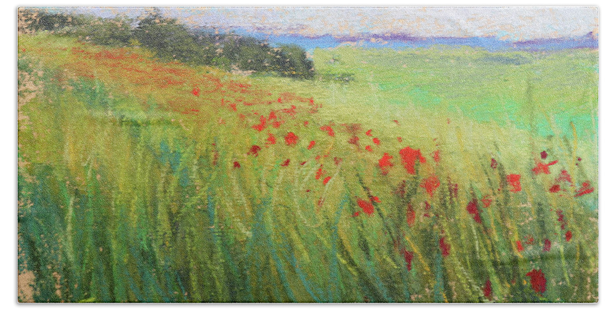 Meadow Bath Towel featuring the painting Endless Meadow by Susan Jenkins