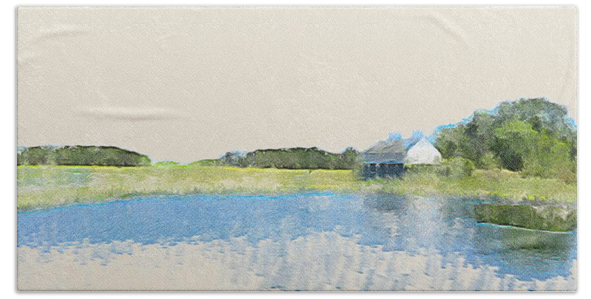 Photoshopped Photo/ Watercolor Brushes Hand Towel featuring the digital art Essex Massachusetts #1 by Steve Glines