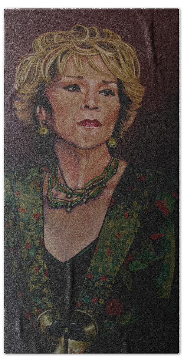 Etta James Hand Towel featuring the painting Etta James Painting by Paul Meijering