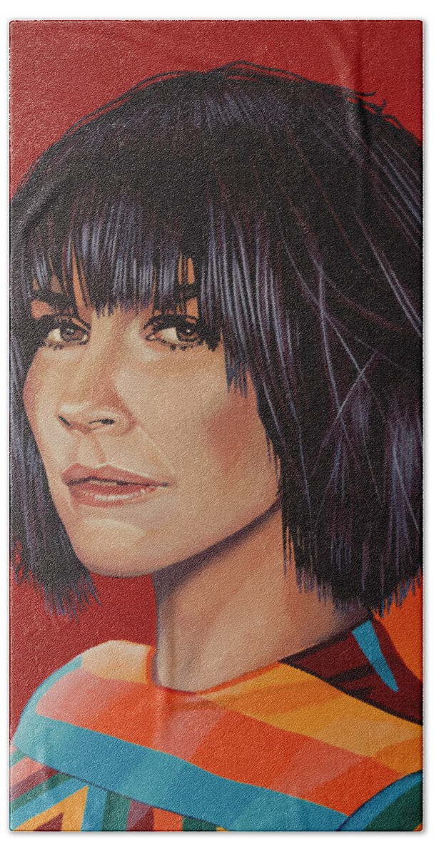 Evangeline Lilly Hand Towel featuring the painting Evangeline Lilly Painting by Paul Meijering