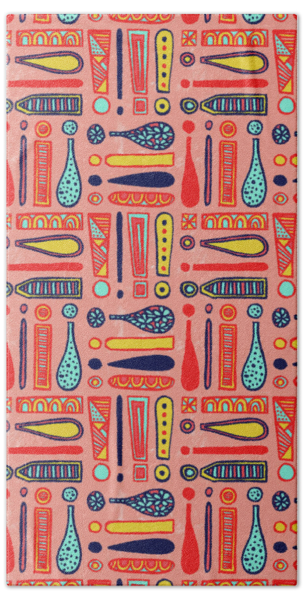 Bold Hand Towel featuring the painting Exclamations Pattern by Jen Montgomery