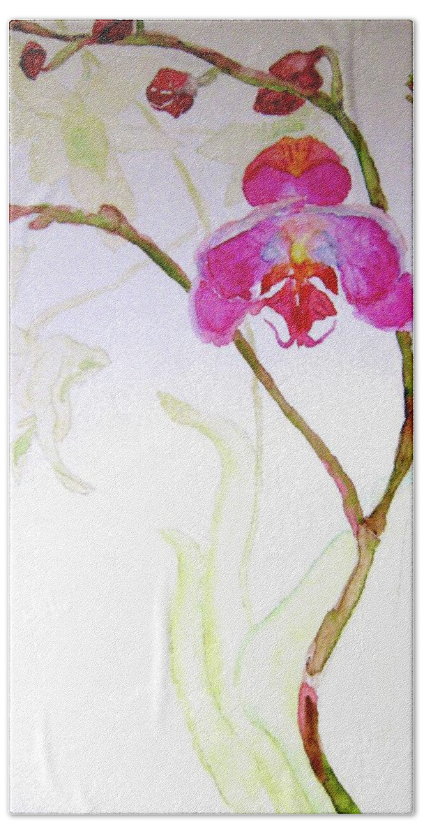 Orchid Bath Towel featuring the painting Exotic Dancer by Beverley Harper Tinsley