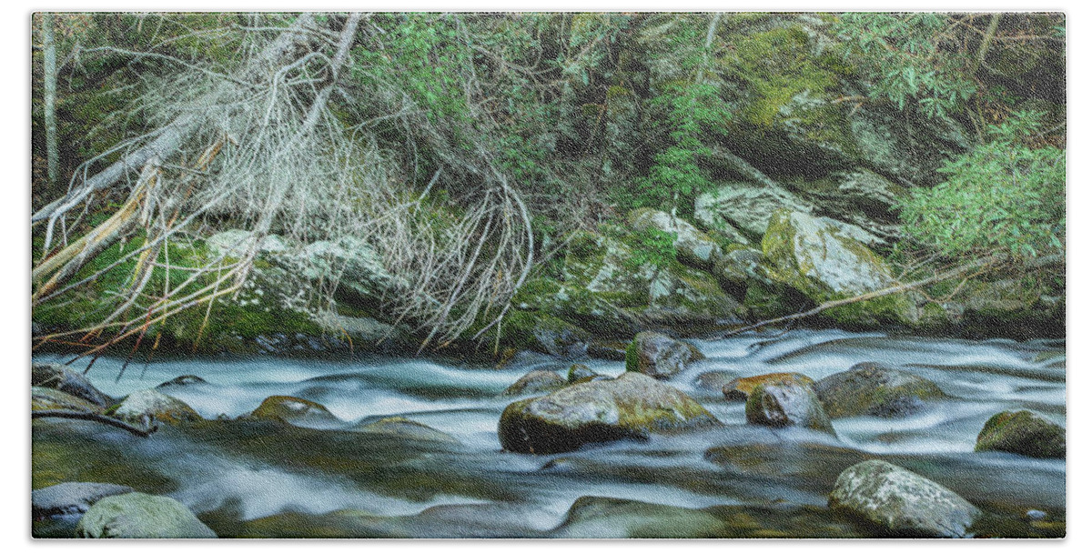 Stream Bath Towel featuring the photograph Exploring Along The Stream by Mike Eingle