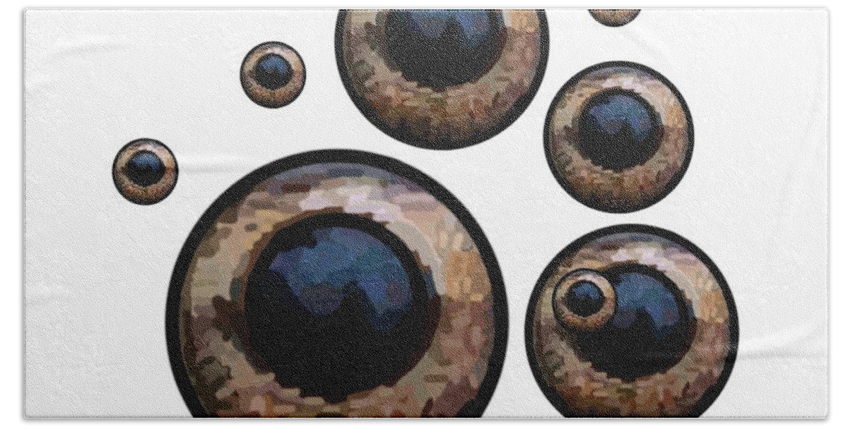 Modern Abstract Hand Towel featuring the digital art Eyes Have It White by Joan Stratton