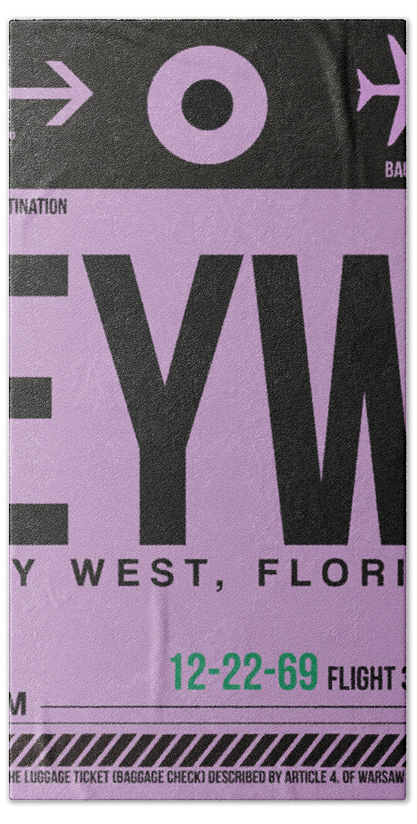 Key West Hand Towel featuring the digital art EYW Key West Luggage Tag I by Naxart Studio