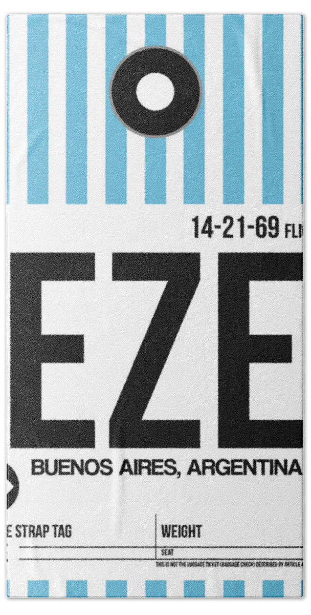 Vacation Bath Towel featuring the digital art EZE Buenos Aires Luggage Tag I by Naxart Studio