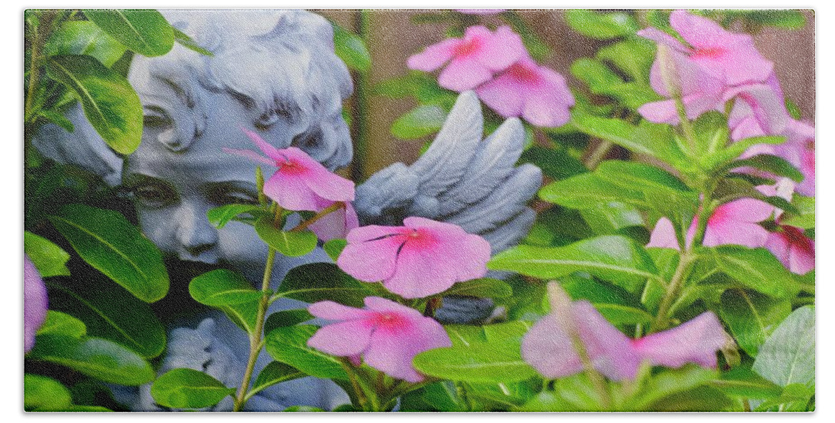 Impatiens Bath Towel featuring the photograph Face of an Angel No. 2 by Debra Grace Addison