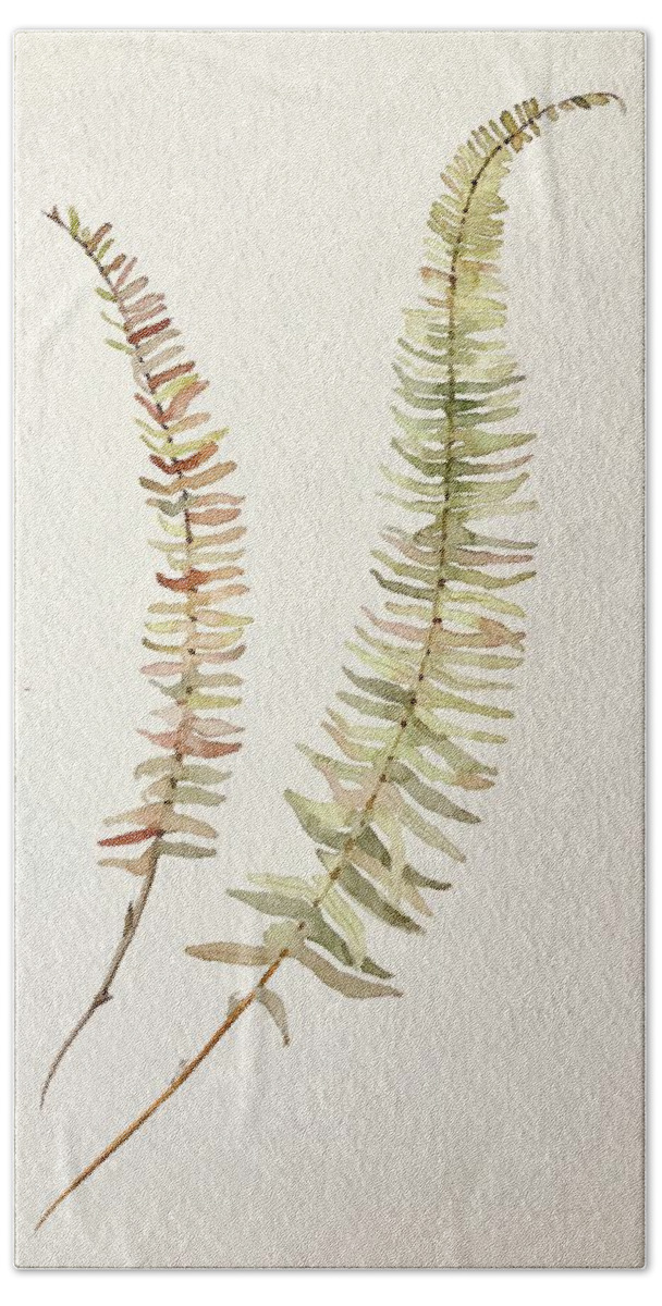 Fern Bath Sheet featuring the painting Fall Fern by Luisa Millicent