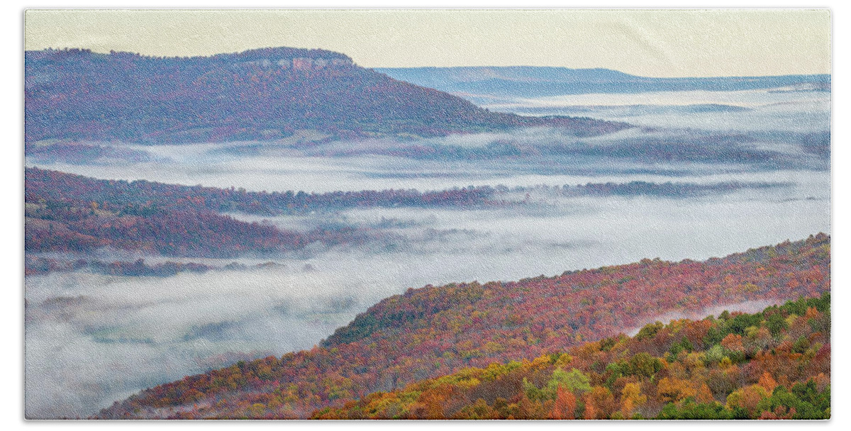 Fall Bath Towel featuring the photograph Fall fog by Jack Clutter