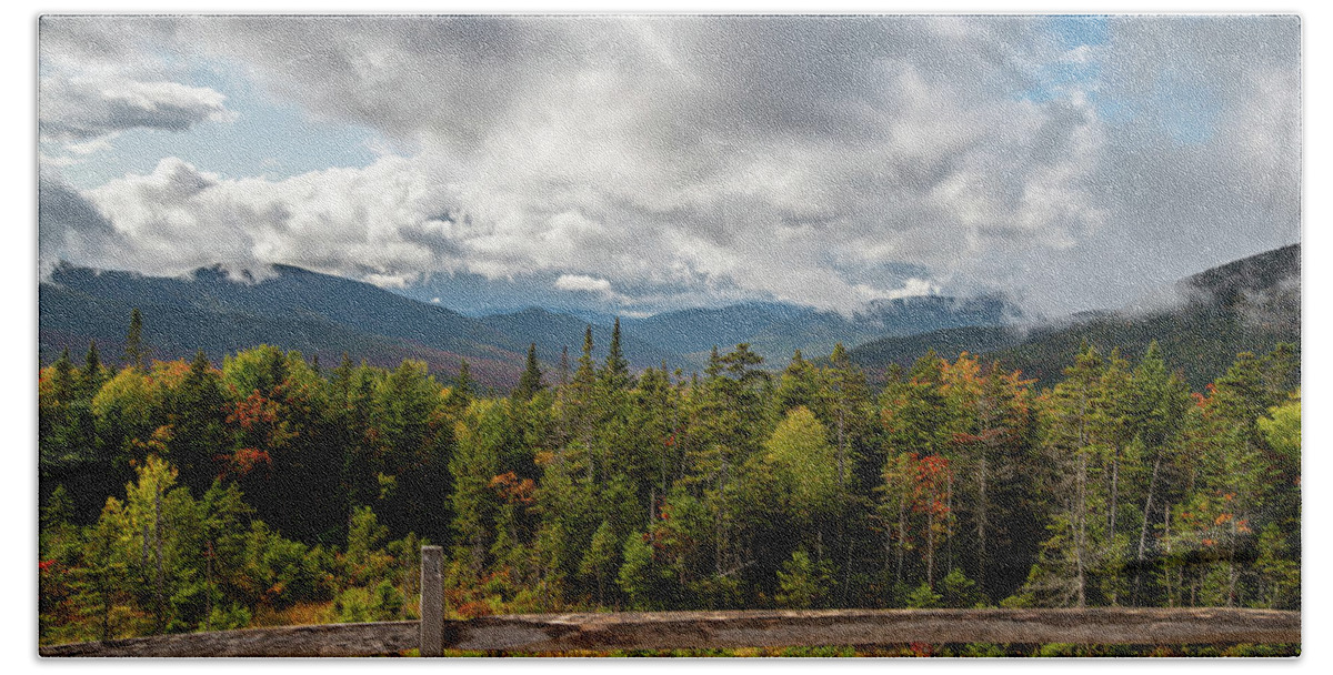 Kancamagus Bath Towel featuring the photograph Fall Foliage after a Storm on the Kancamagus Highway in the White Mountains II by William Dickman