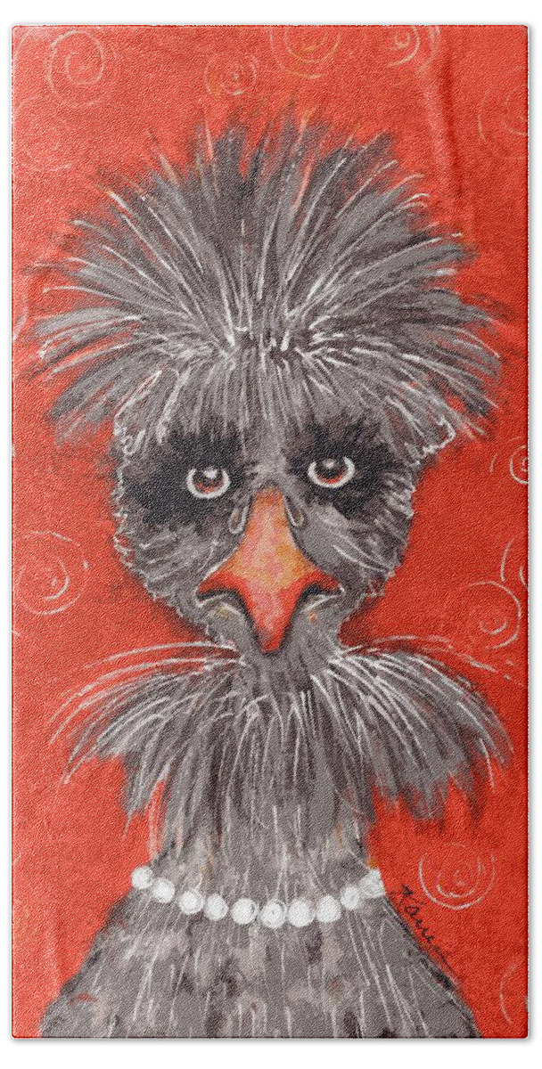 Chicken Hand Towel featuring the painting Fancy Feathers by Karren Case