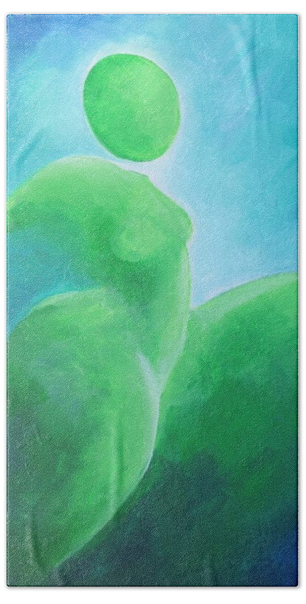 Figurative Abstract Hand Towel featuring the painting Feeling... free by Jennifer Hannigan-Green