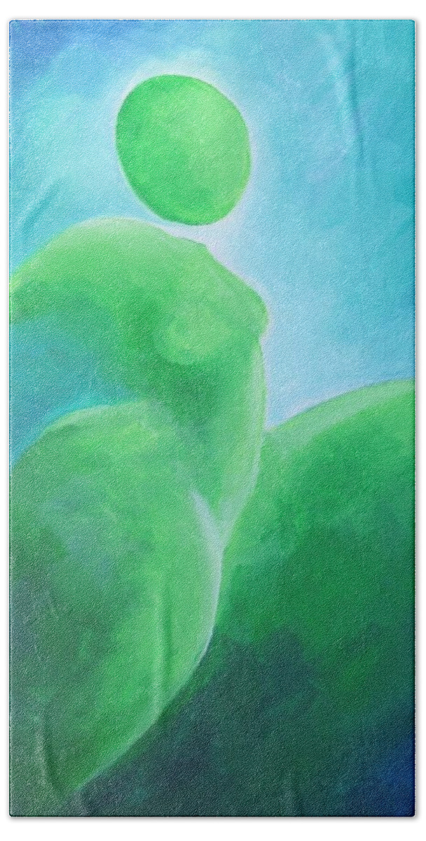 Figurative Abstract Bath Towel featuring the painting Feeling... free by Jennifer Hannigan-Green