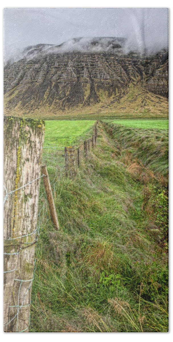 Iceland Bath Towel featuring the photograph Fence of Iceland by David Letts