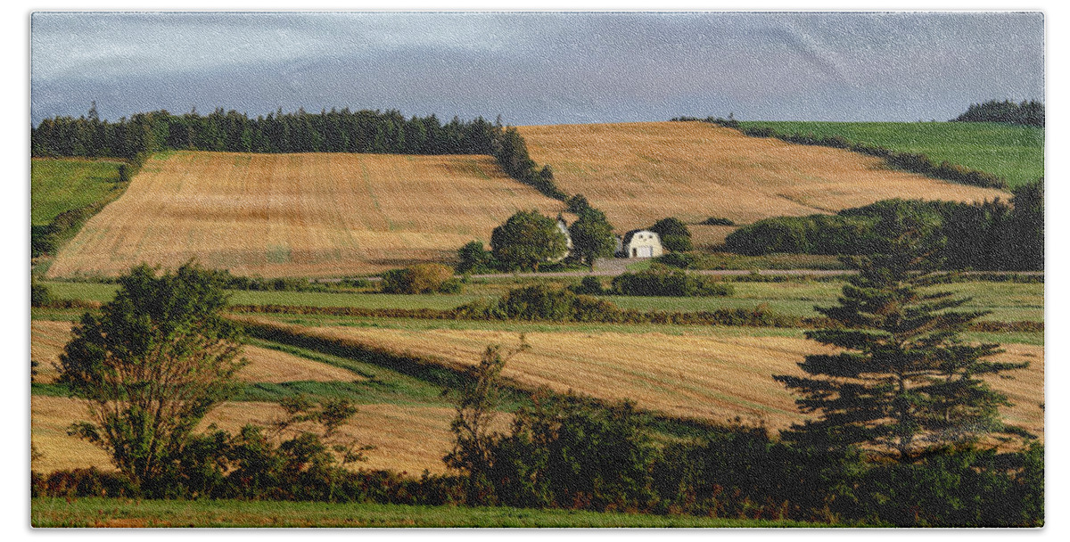 Pei Bath Towel featuring the photograph Fields and Farms Patchwork by Marcy Wielfaert