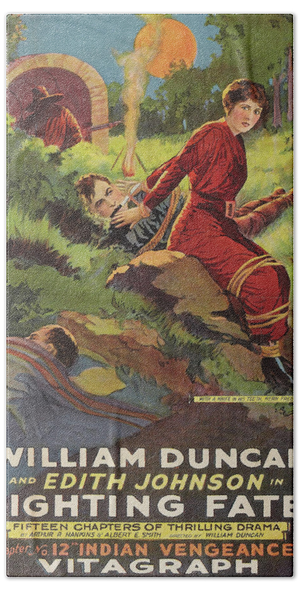 Movies Hand Towel featuring the painting Fighting Fate - Indian Vengeance by Unknown