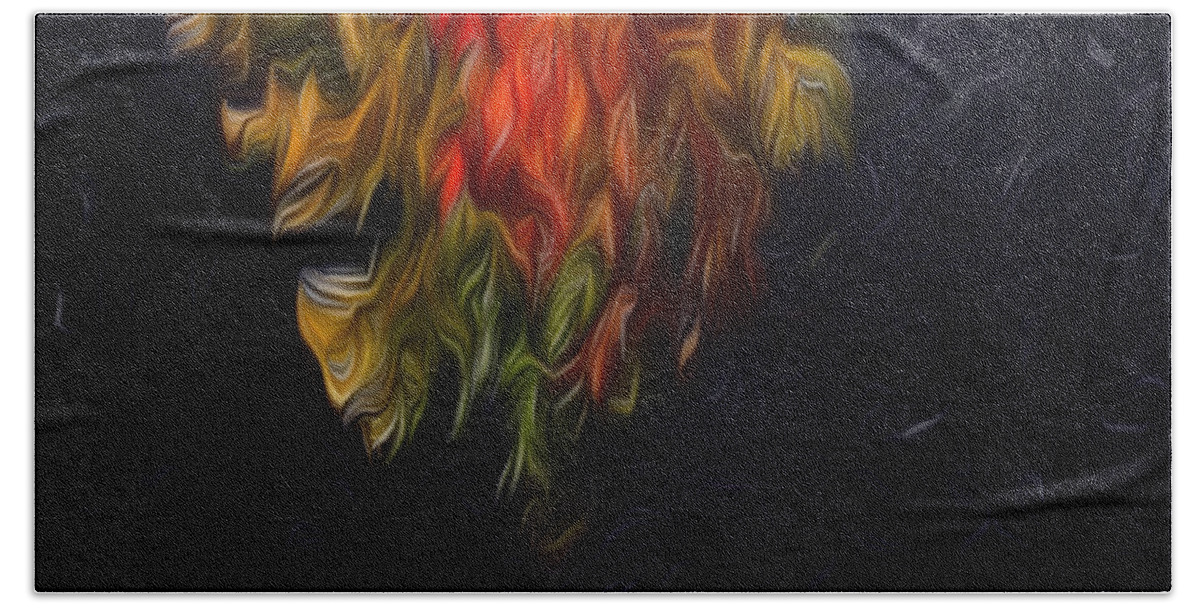 Black Hand Towel featuring the digital art Fire Fall by Carol Randall